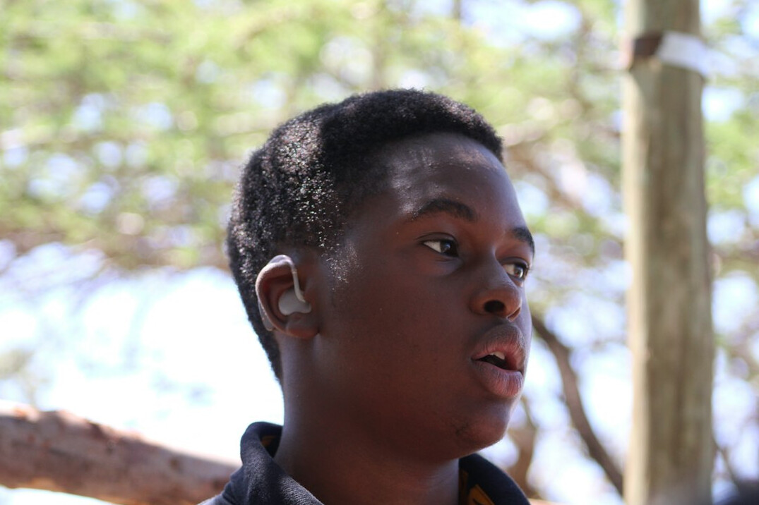 man listening attentively